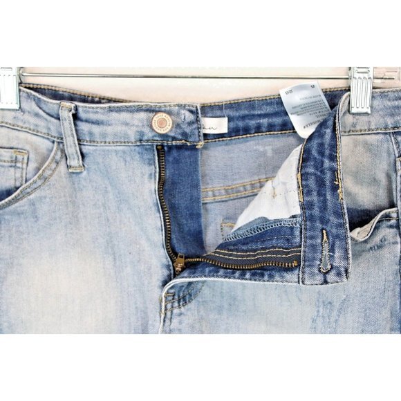 KanCan Los Angeles Skirt Women 5 / 26 Blue Distressed Denim Raw Hem Mini Casual - Picture 4 of 13